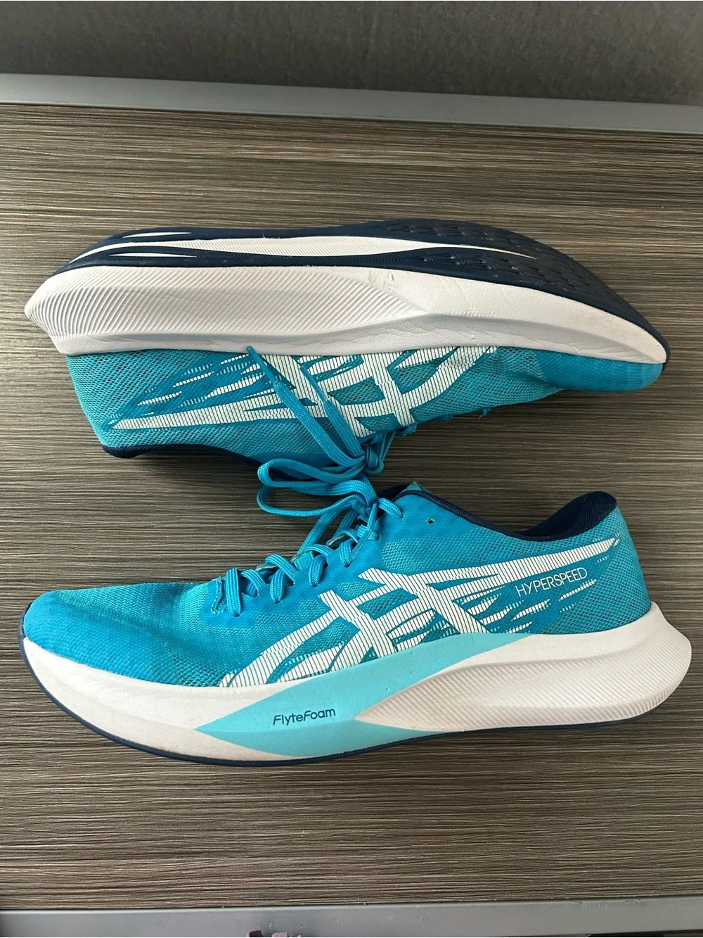 Asics Hyper Speed 4 Men Running Shoes Aqua Sea Flyte Foam 1011B874 Size 11.5
